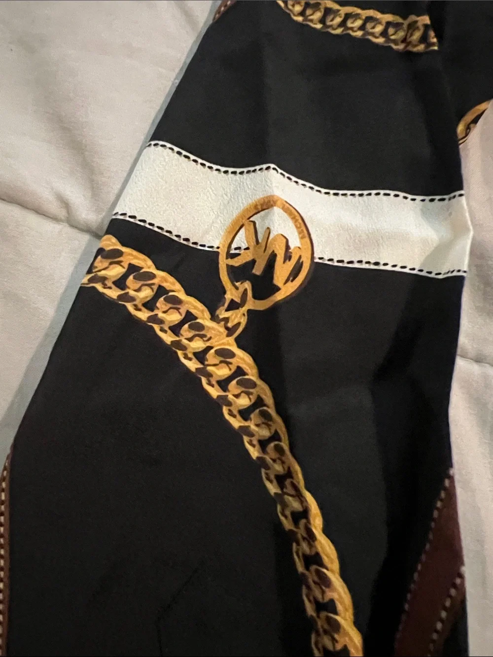 Chain-Print Black & Brown Shirt Dress